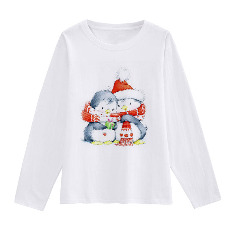 2021 Beautiful Christmas Ladies White T-Shirt O