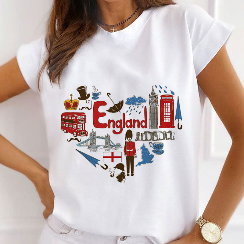 Style M : Love My Country Women White T-Shirt