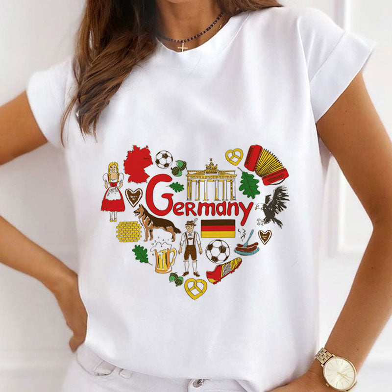 Style N : Love My Country Women White T-Shirt
