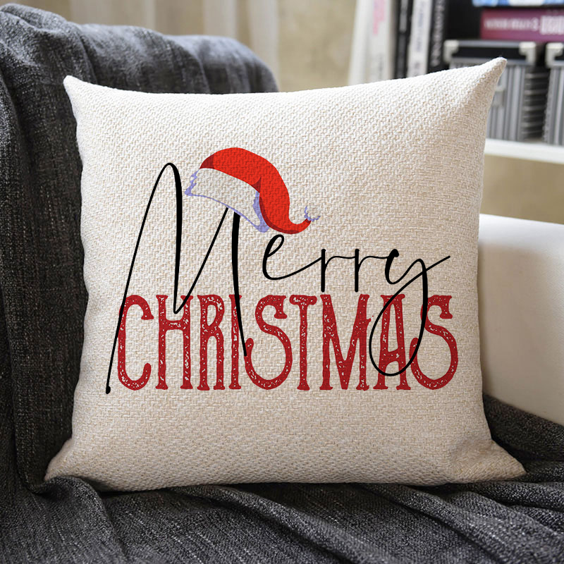 Christmas Themed Linen Pillowcase