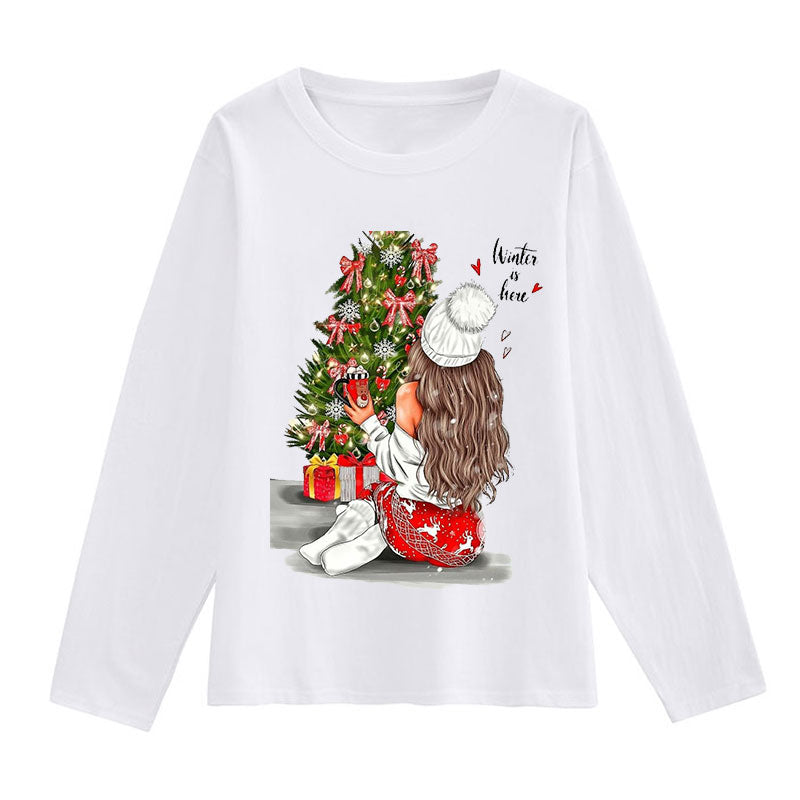 Merry Christmas Women White T-Shirt P