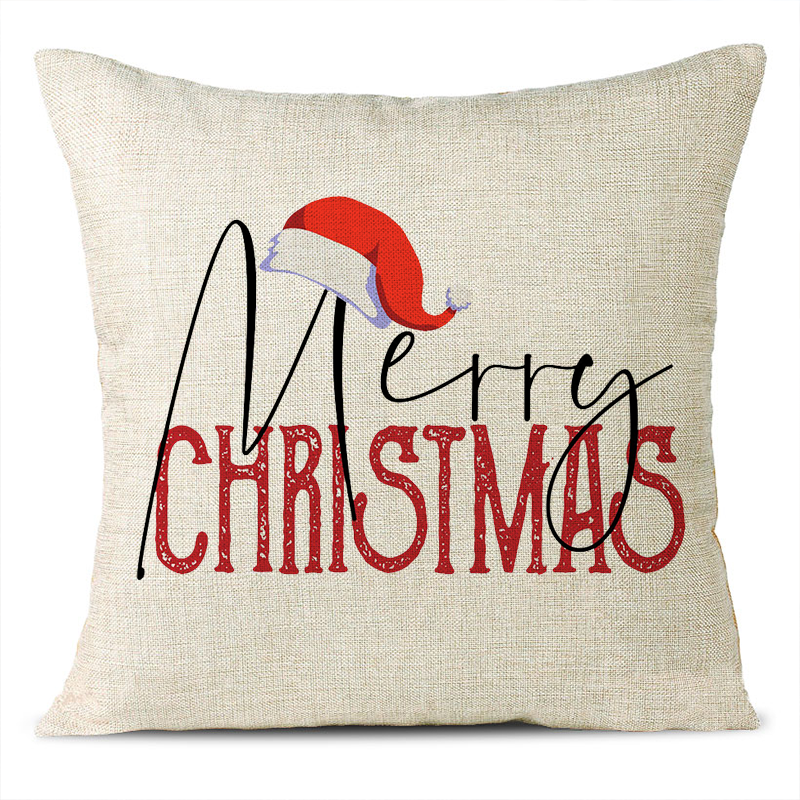 Christmas Themed Linen Pillowcase