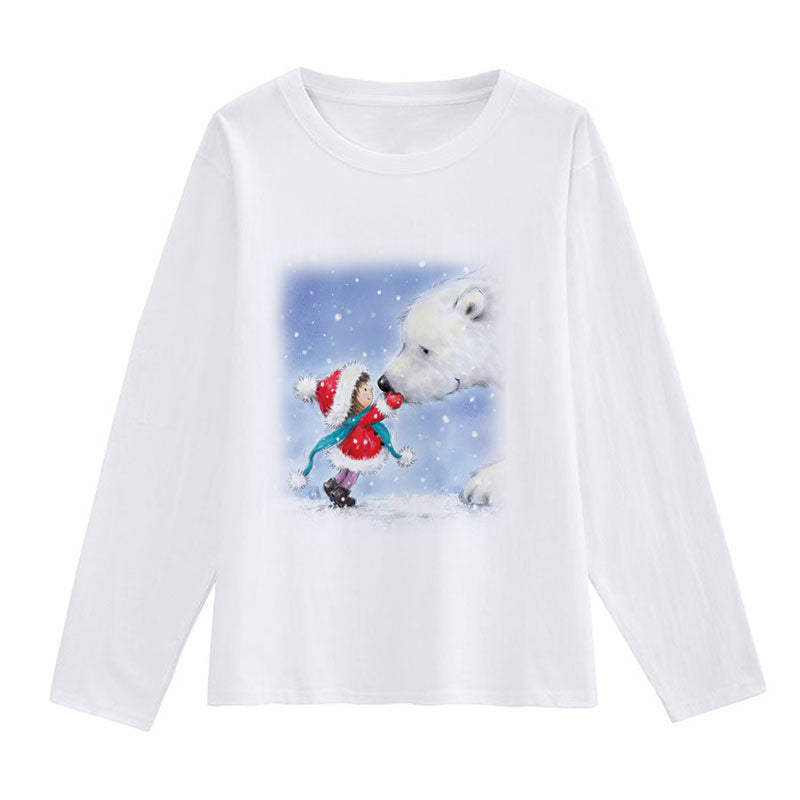 2021 Beautiful Christmas Ladies White T-Shirt P