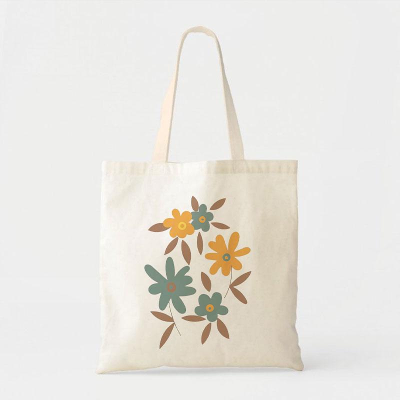 GREEN-YELLOW CHAMOMILE CANVAS BAG