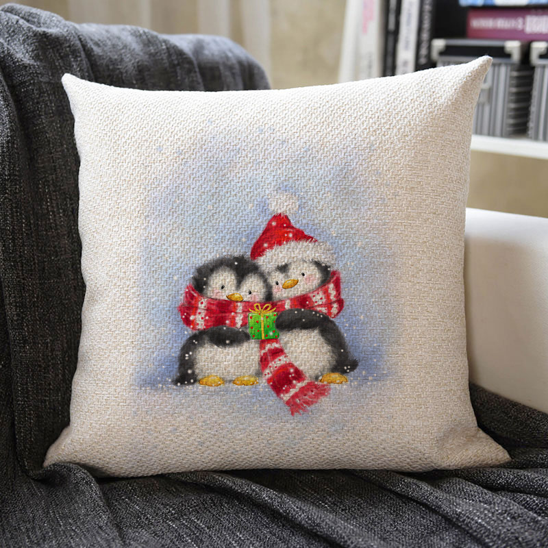 Christmas Themed Linen Pillowcase