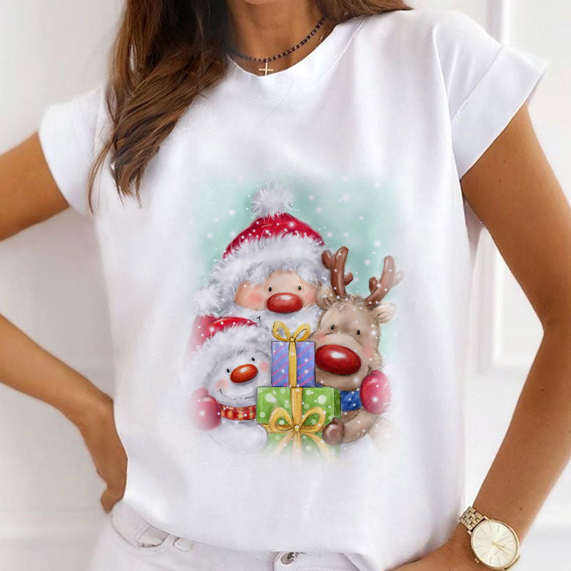 2021 Christmas Fashion White T-Shirt Q