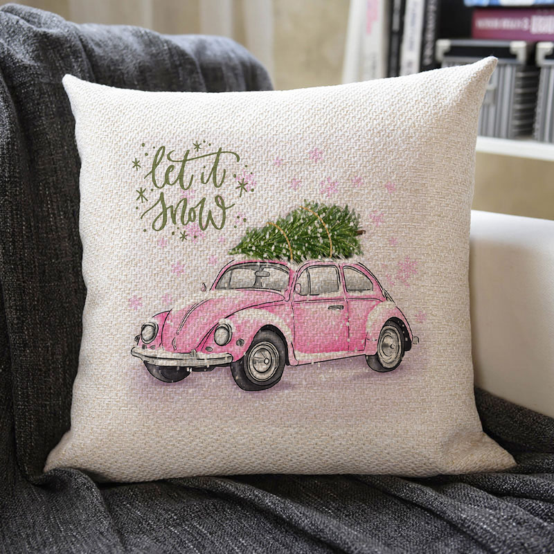 Christmas Themed Linen Pillowcase