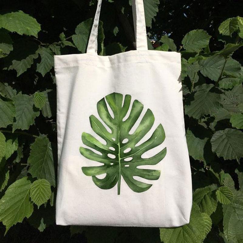 PALM LEAF CANVAS BAG