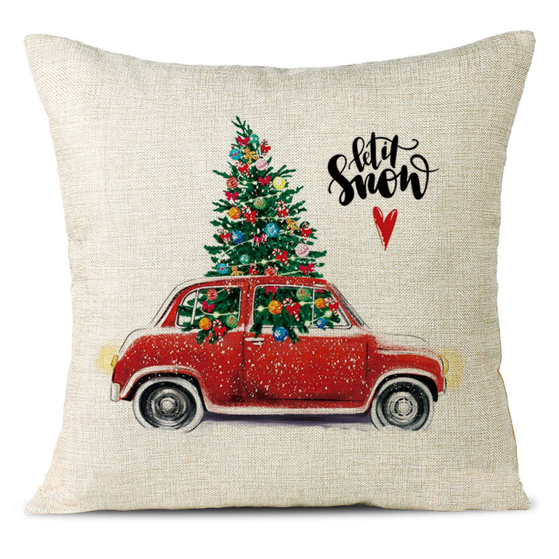 Christmas Themed Linen Pillowcase
