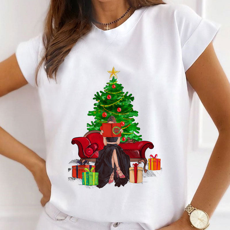 HAPPY 2021 Christmas Women White T-Shirt O