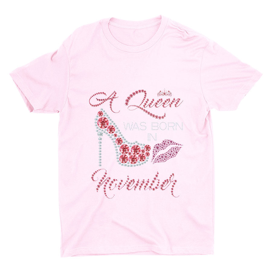 A Queen Was Born In November Cotton Tee