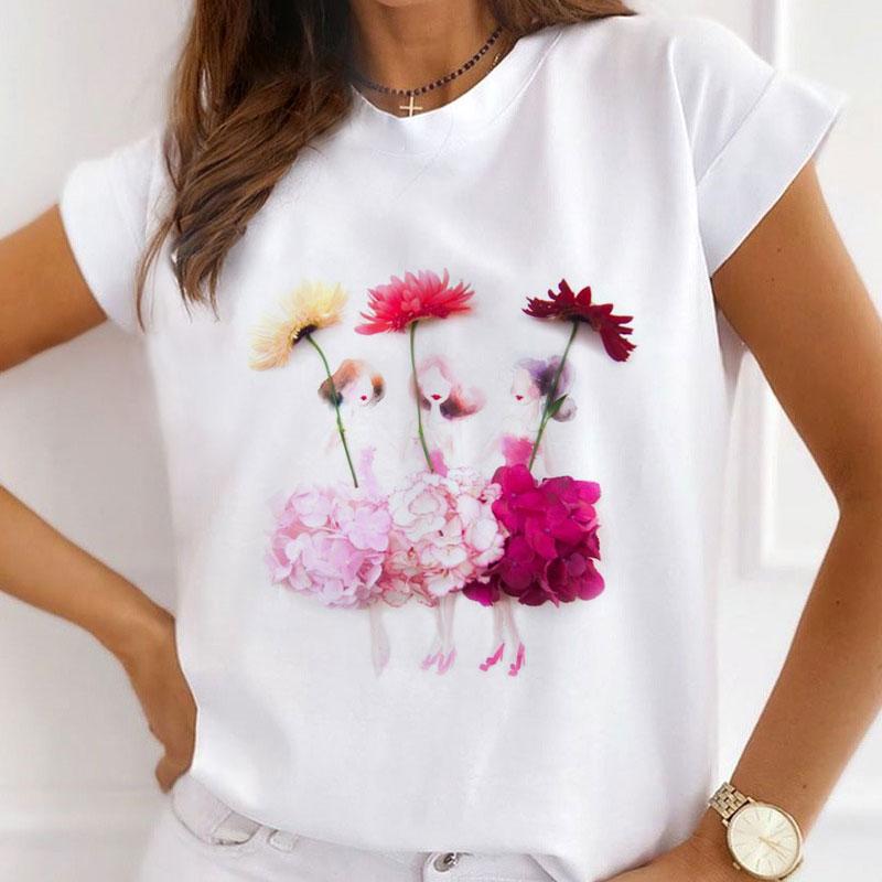 Beautiful Flowers Women White T-Shirt