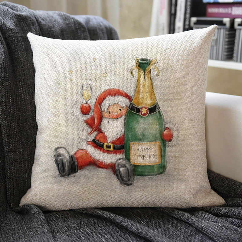 Christmas Themed Linen Pillowcase