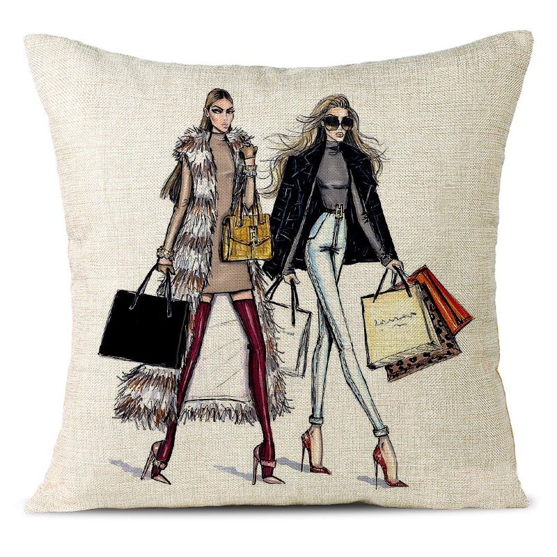 Fashion Delicate Girl Linen Pillowcase
