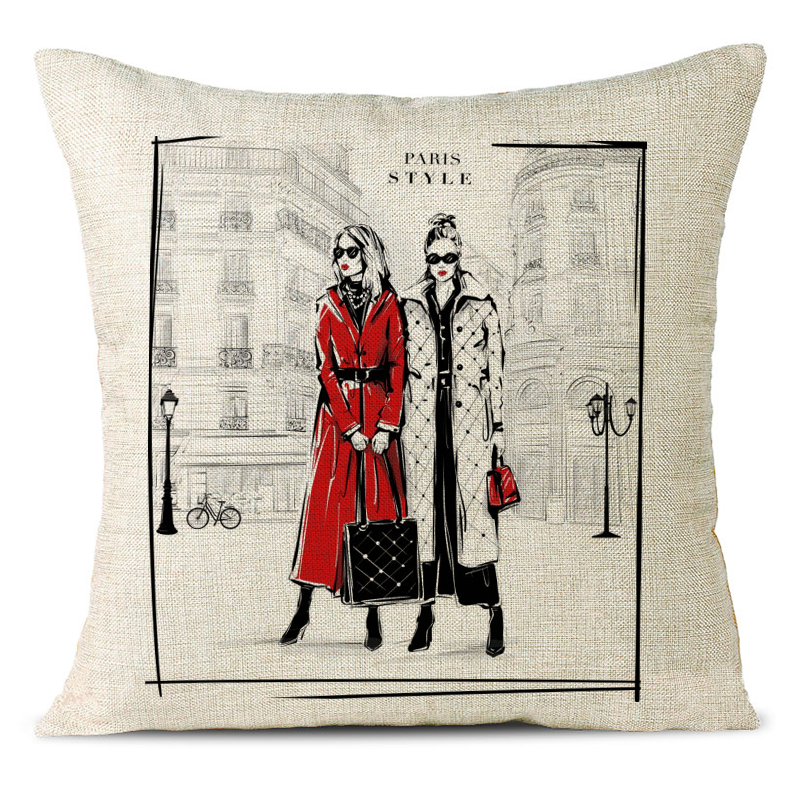 Fashion Delicate Girl Linen Pillowcase