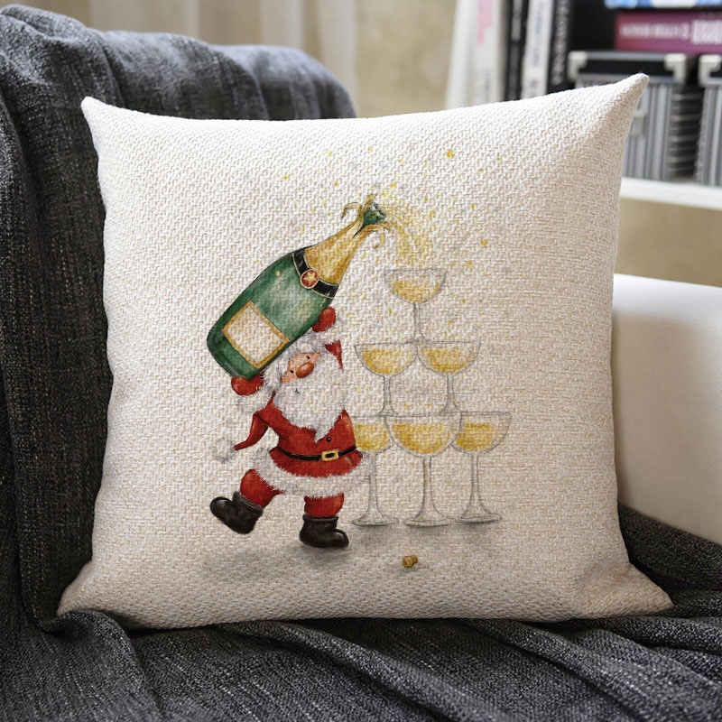 Christmas Themed Linen Pillowcase