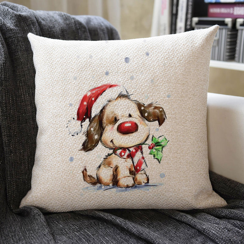 Christmas Themed Linen Pillowcase