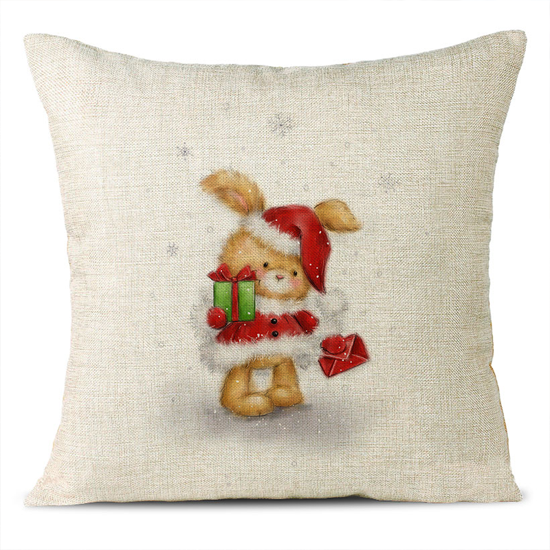 Christmas Themed Linen Pillowcase