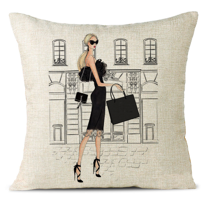 Fashion Delicate Girl Linen Pillowcase
