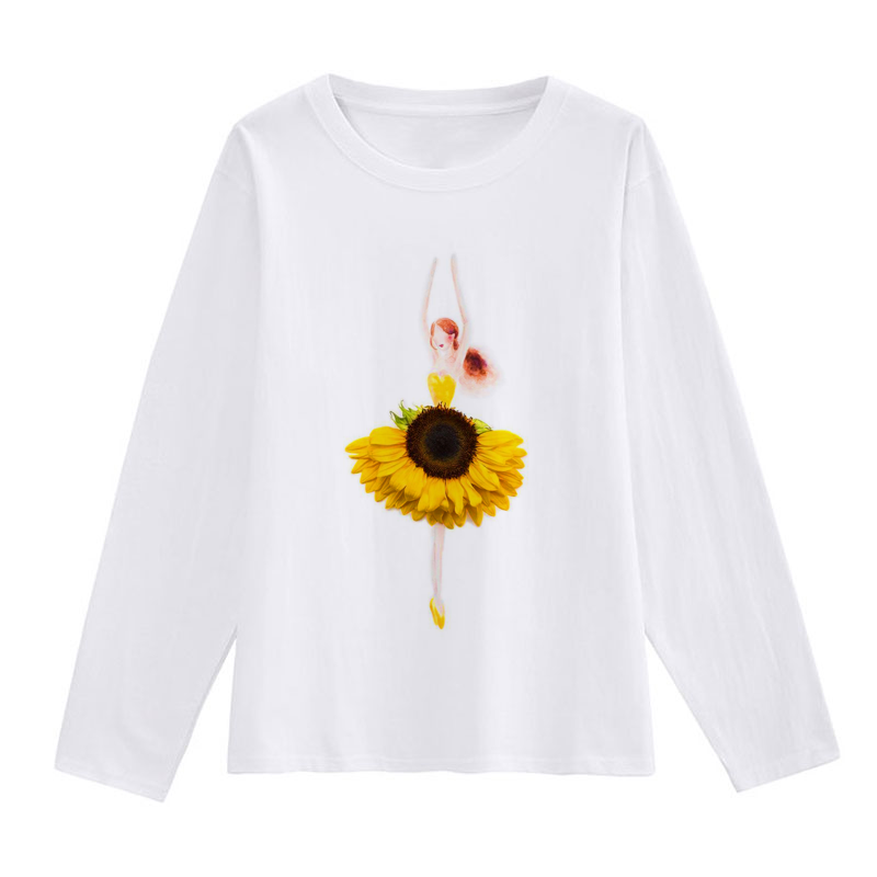 Sunflower Girl White T-Shirt A