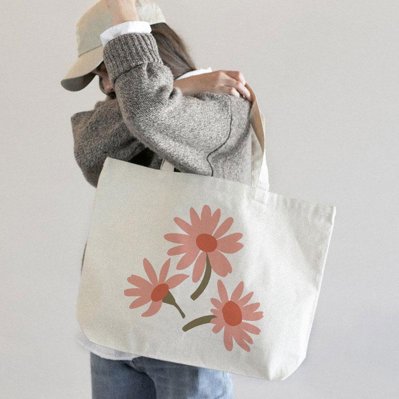 PINK DAISY CANVAS BAG