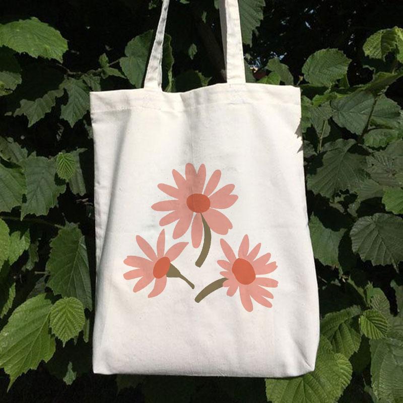 PINK DAISY CANVAS BAG
