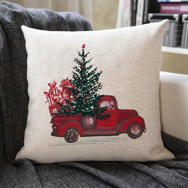 Christmas Themed Linen Pillowcase