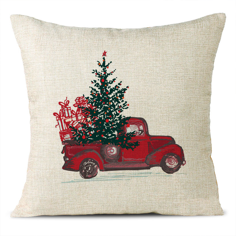 Christmas Themed Linen Pillowcase