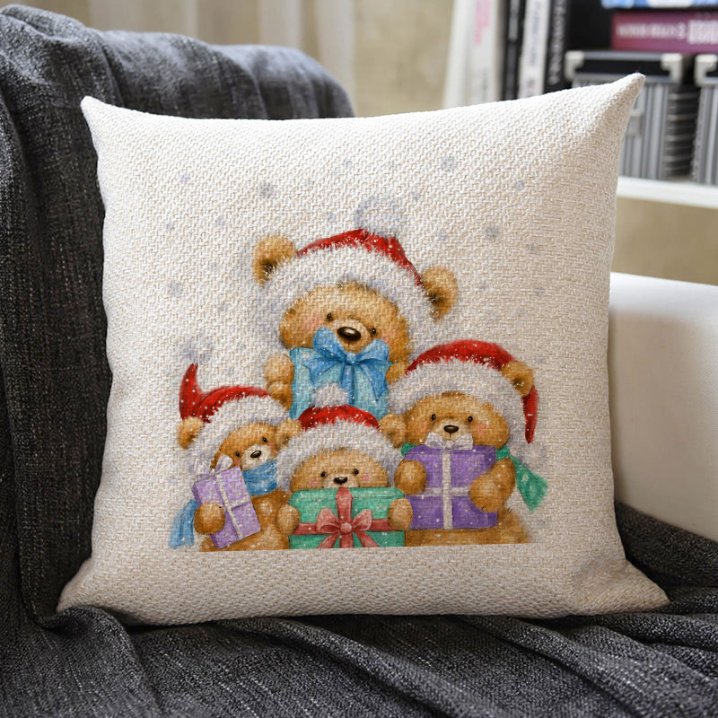 Christmas Themed Linen Pillowcase