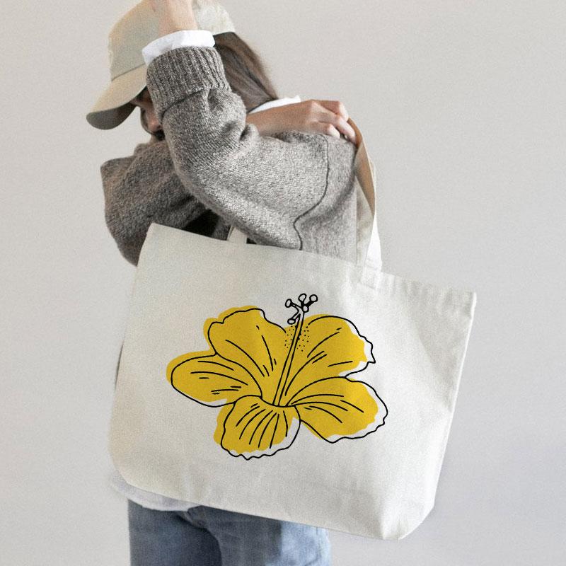 YELLOW HIBISCUS CANVAS BAG