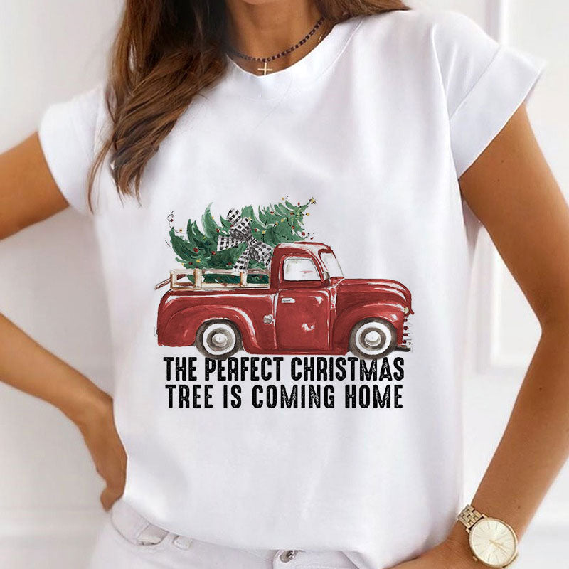 Merry Christmas Ladies White T-Shirt E
