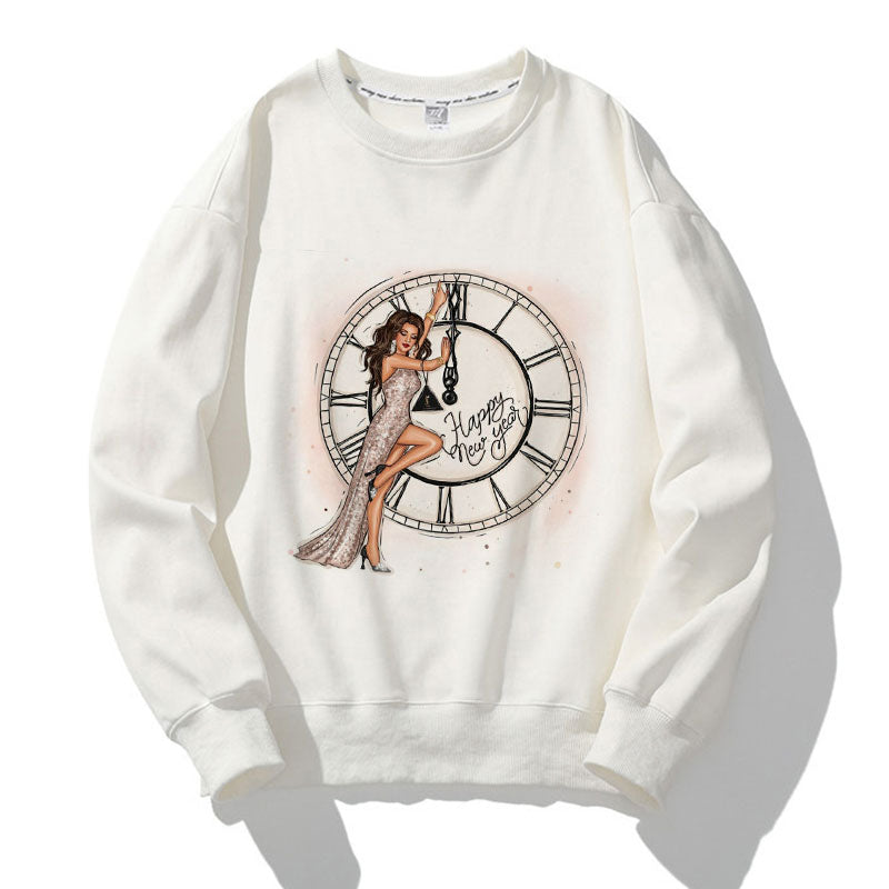 Happy December O-Neck White Sweater D