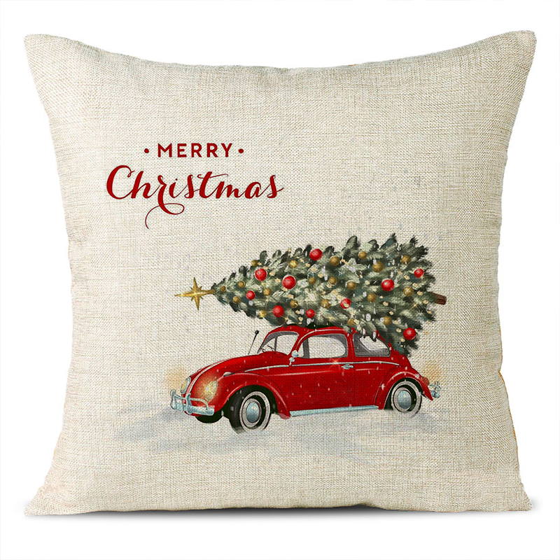 Christmas Themed Linen Pillowcase