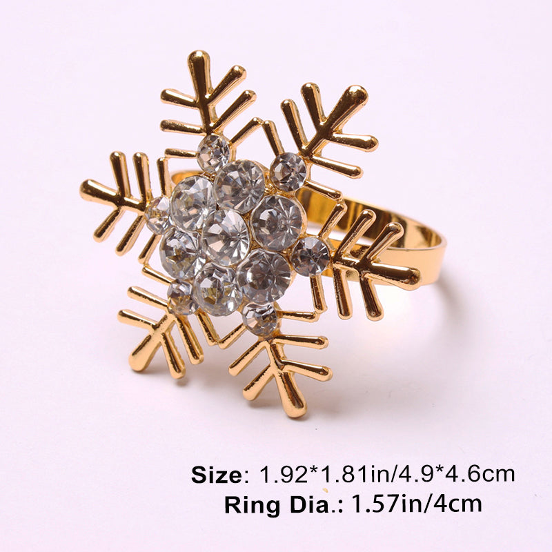 Rhinestone Christmas Snowflake Napkin Rings (Set of 6)