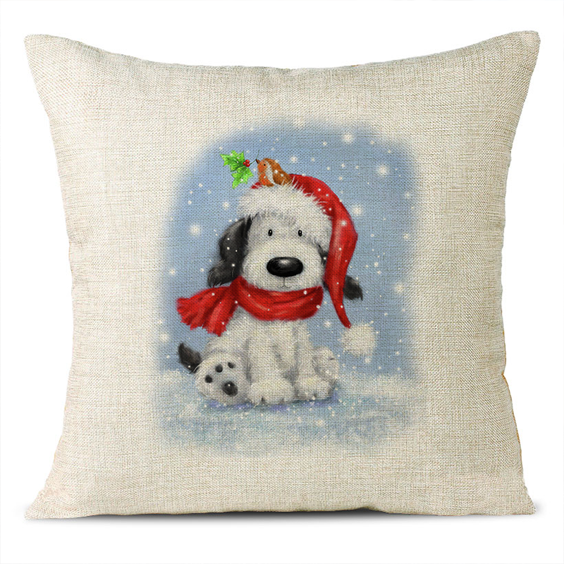 Christmas Themed Linen Pillowcase