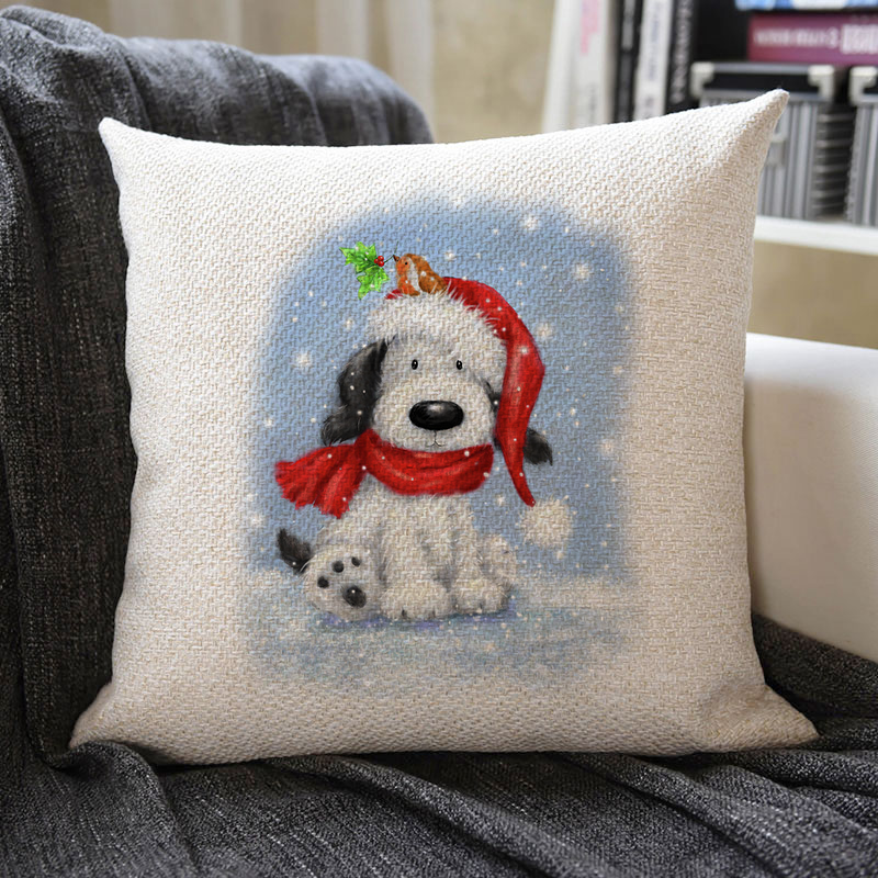Christmas Themed Linen Pillowcase
