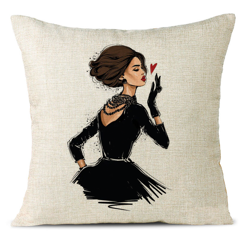 Fashion Delicate Girl Linen Pillowcase