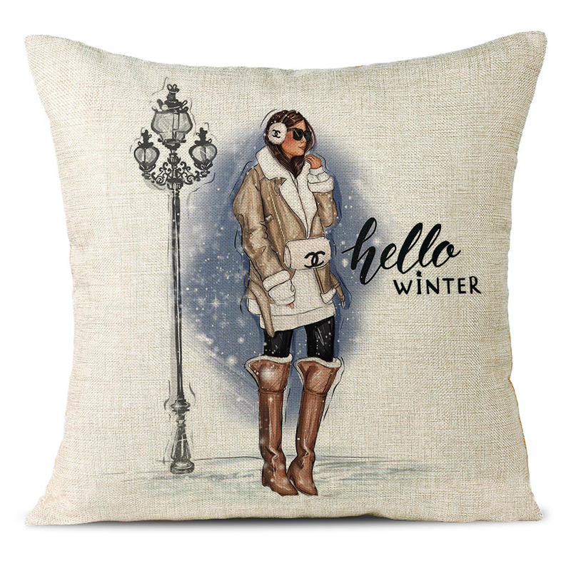 Hello Winter Linen Pillowcase
