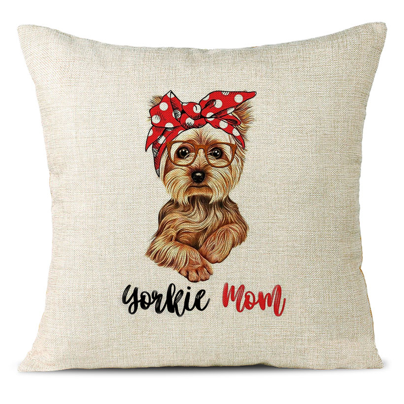 Cute Puppy Linen Pillowcase