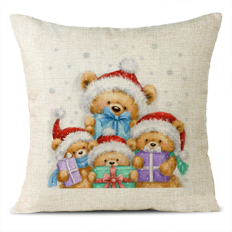 Christmas Themed Linen Pillowcase