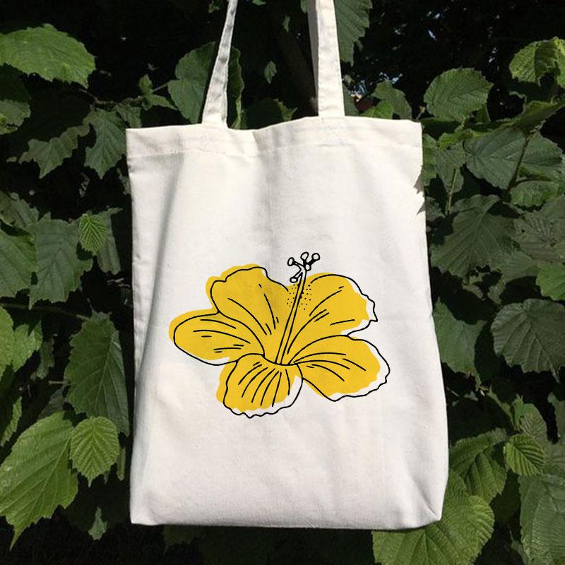 YELLOW HIBISCUS CANVAS BAG