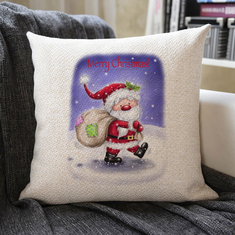 Christmas Themed Linen Pillowcase