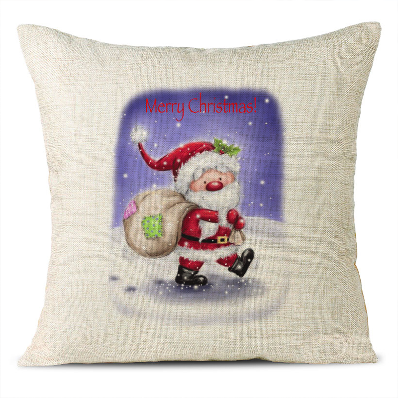 Christmas Themed Linen Pillowcase