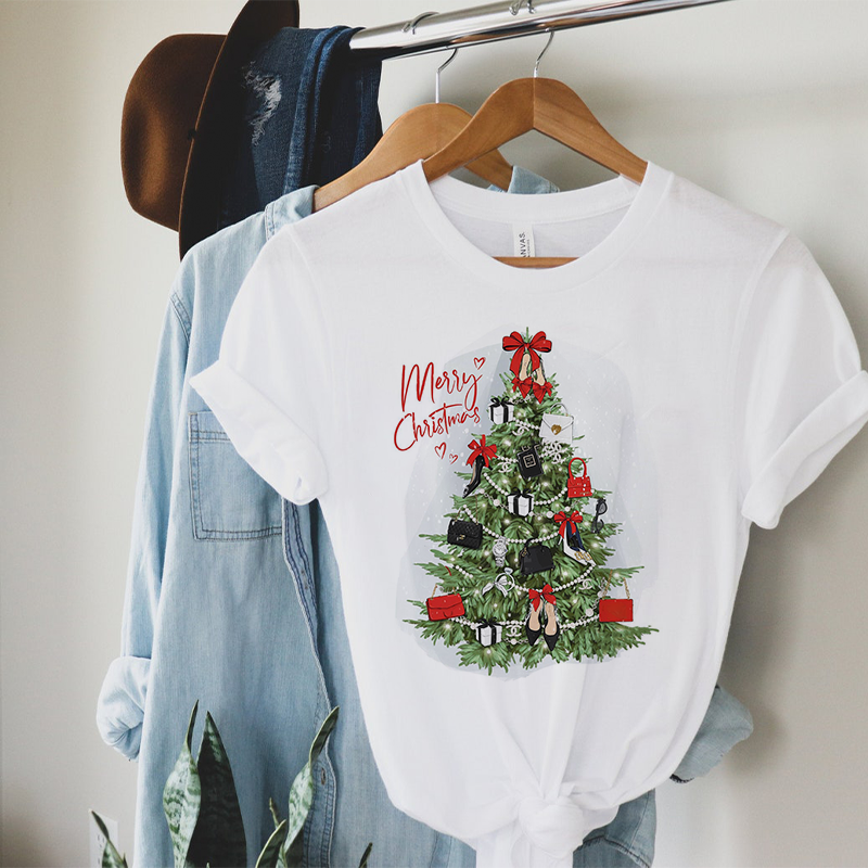 Hello Christmas Women White T-Shirt D