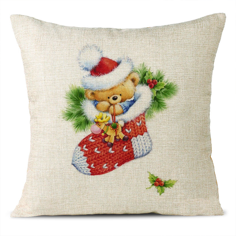 Christmas Themed Linen Pillowcase