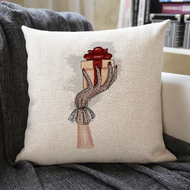 Christmas Themed Linen Pillowcase