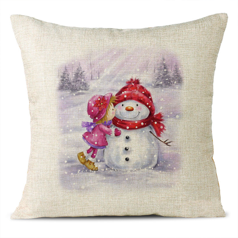 Christmas Themed Linen Pillowcase