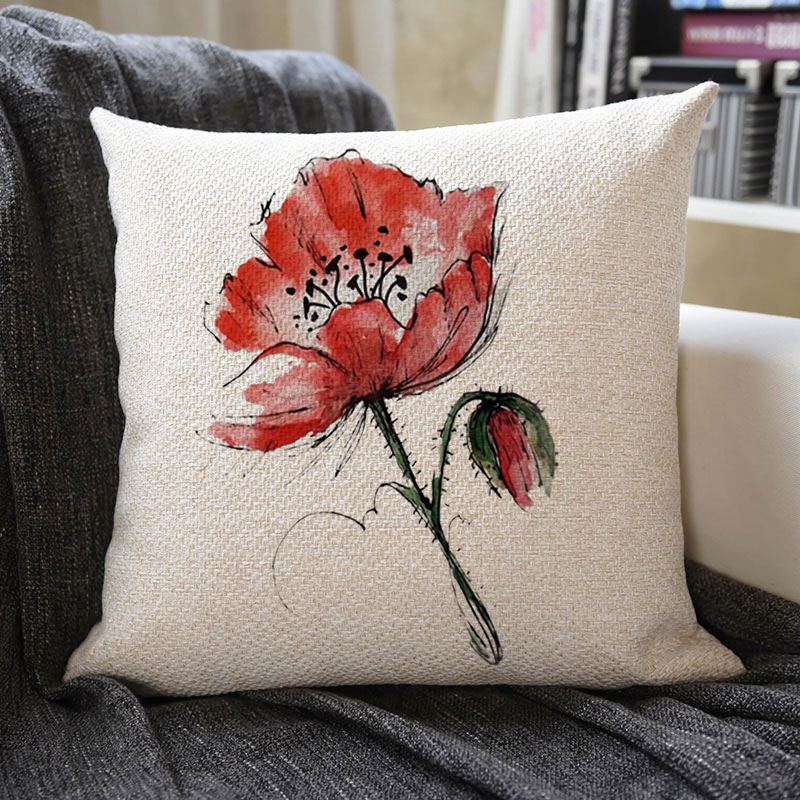Beautiful Flower Linen Pillowcase