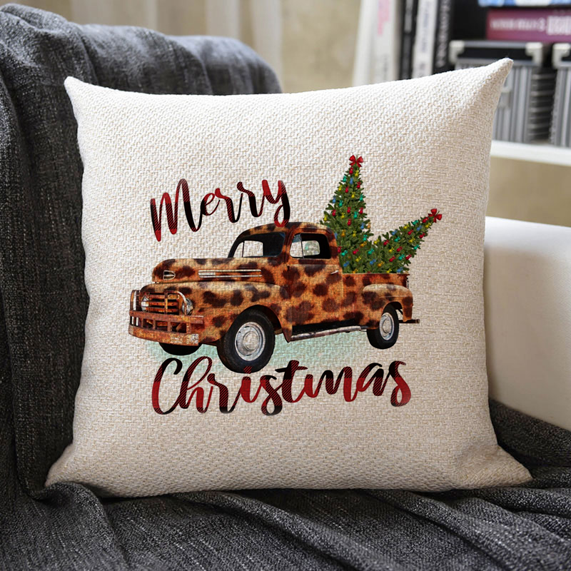 Christmas Themed Linen Pillowcase