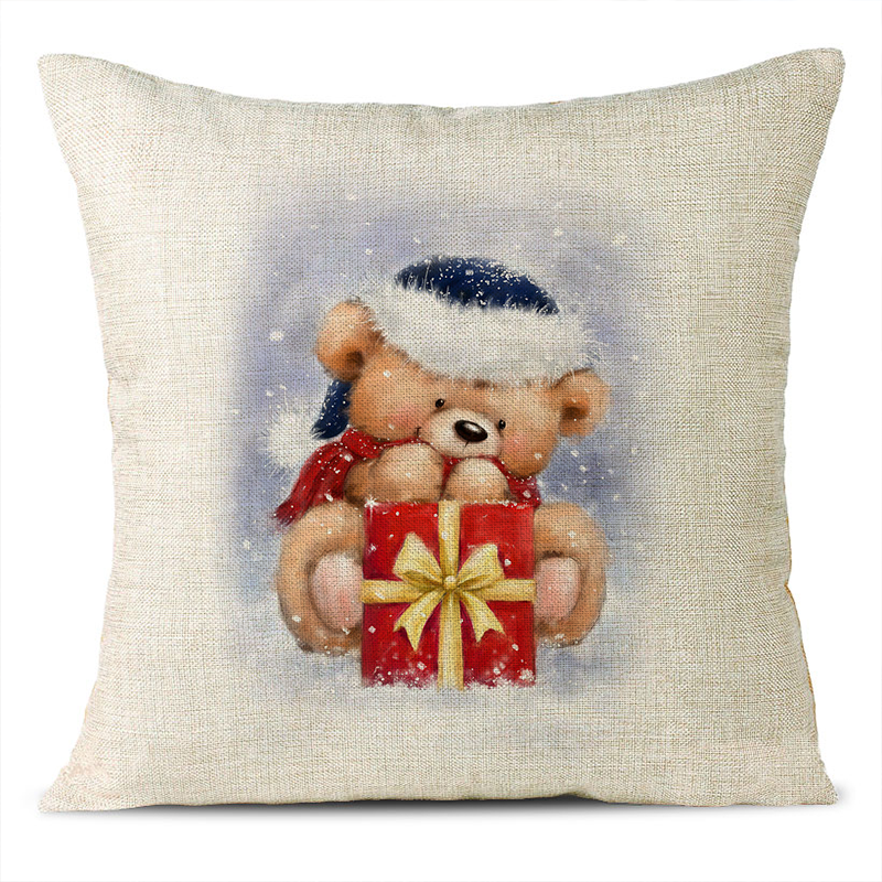 Christmas Themed Linen Pillowcase